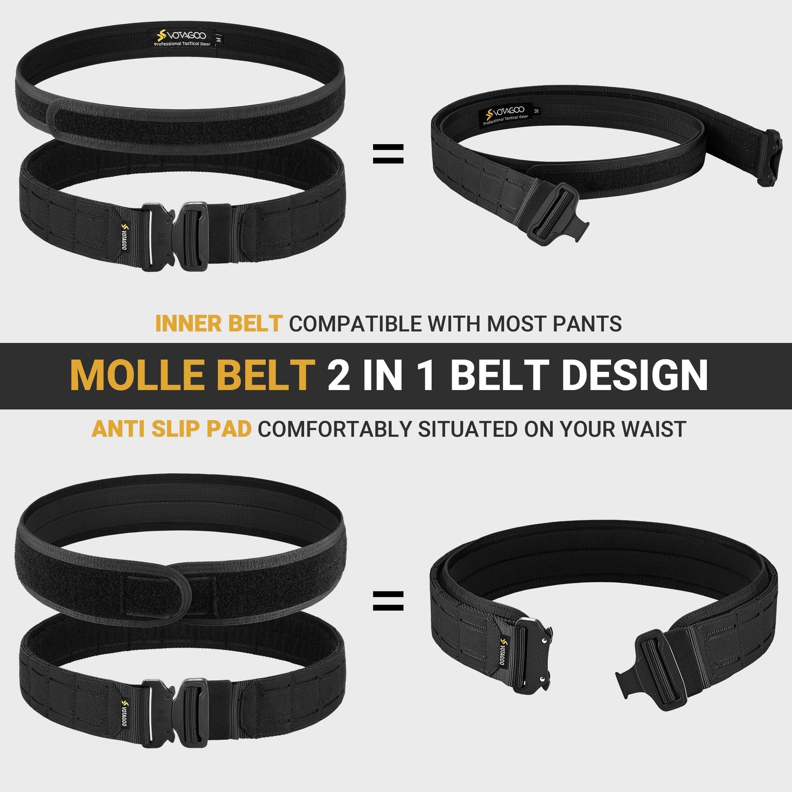 Tactical Belt Molle Belt With Quick Release Buckle Heavy Duty Gun Belt With Anti-slip Pad - Image 2