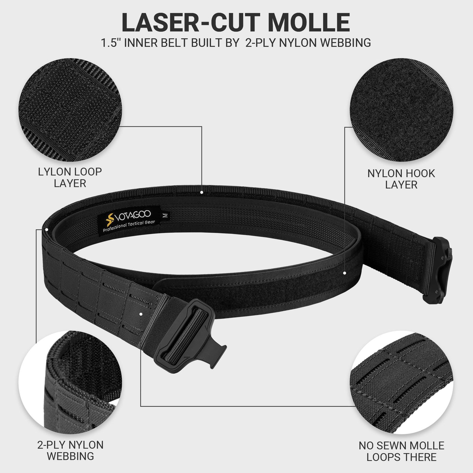 Tactical Belt Molle Belt With Quick Release Buckle Heavy Duty Gun Belt With Anti-slip Pad - Image 3