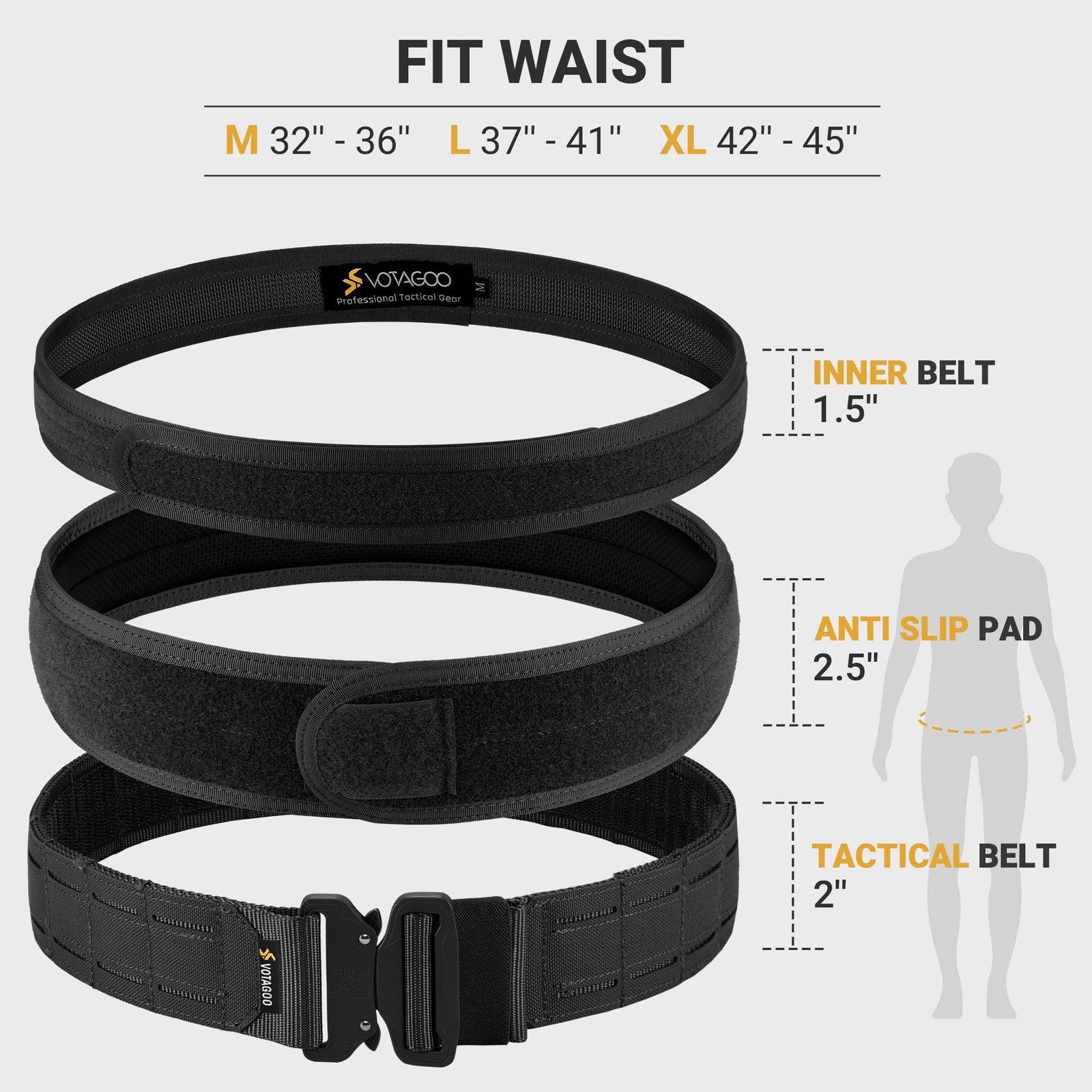 Tactical Belt Molle Belt With Quick Release Buckle Heavy Duty Gun Belt With Anti-slip Pad - Image 4