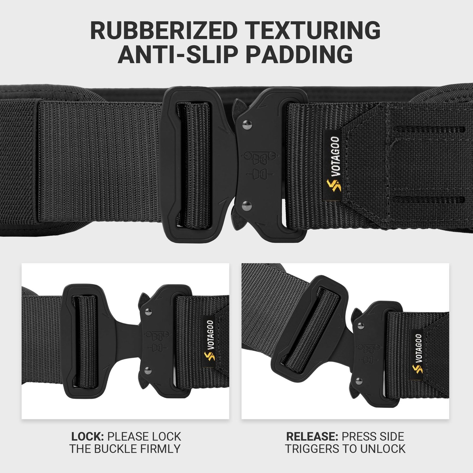 Tactical Belt Molle Belt With Quick Release Buckle Heavy Duty Gun Belt With Anti-slip Pad - Image 5
