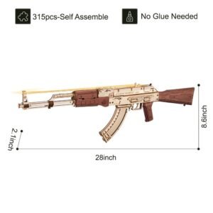 Robotime Rokr Automatic Rifle AK-47 3D Wooden Assembly Gun Double Firing Modes Funny DIY Toys For Kids Adults Justice Guar LQ901 – LQ901