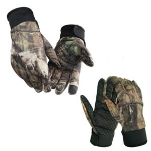 Autumn and winter men’s and women’s camouflage riding gloves full finger outdoor non-slip warm fleece gloves touch screen fishing gloves – Camouflage, XL