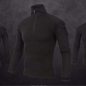 Army Tactical Military Uniform Airsoft Camouflage War Proven Shirt Fast Attack Long Sleeve Shirt War Strike – Black, XL