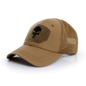 Skull embroidery baseball cap – Wolf brown, One size