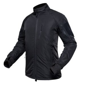 Outdoor waterproof camouflage stormsuit Plush super light warm clothing – Black, 3XL