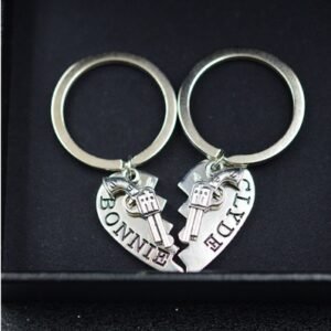 Bonnie Clyde left pistol love splice Lovers Necklace – Silver