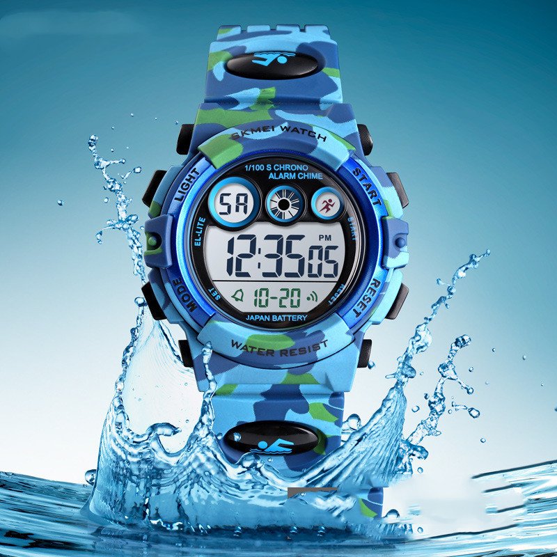 LED Lights Camouflage Military Waterproof Electronic Children's Watch - Image 5