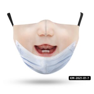 Strange Face Mask Parody Simulation Printing Adult – D