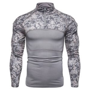 Men’s Camouflage Long Sleeve Zipper Pocket T-Shirt