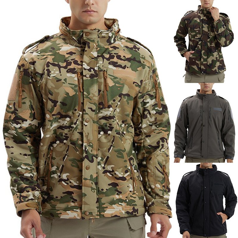 Men's Fleece Jacket Camouflage Waterproof Soft Shell Jacket - Image 2