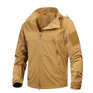 Autumn Men’s Jacket Coat Military Clothing Tactical Outwear US Army Breathable Nylon Light Windbreaker – Khaki, M