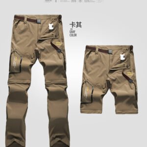 Two Detachable Shorts Summer Quick-Drying Stretch Hiking Pants – Khaki, M