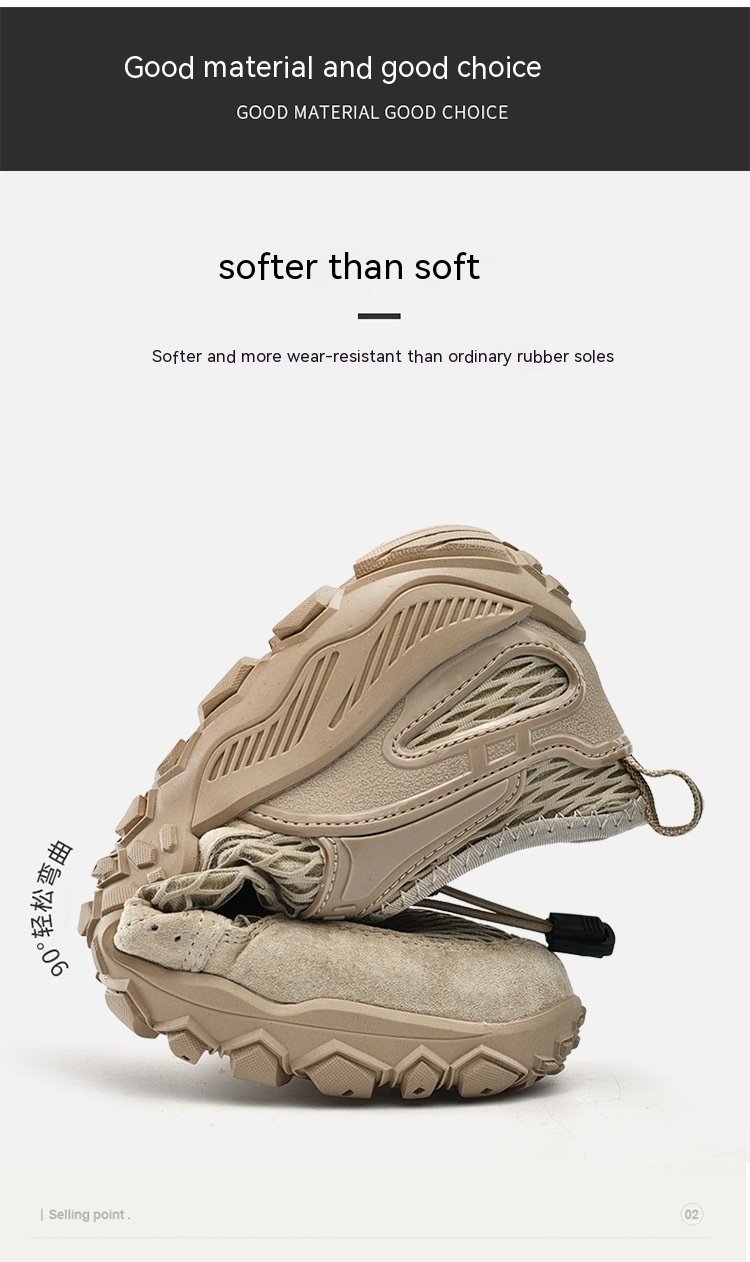 Men's Summer Leather Breathable Outdoor Sports Casual Shoes Non-slip Soft-soled Mesh Surface Hiking Shoes - Image 10