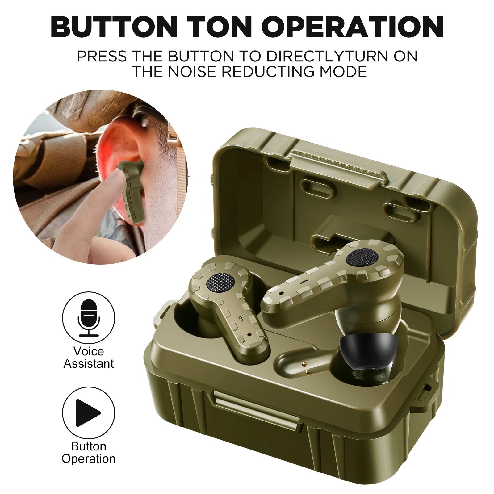 Tactical Noise Reduction Headset Rechargeable Pickup Hearing Shooting Earplugs - Image 5