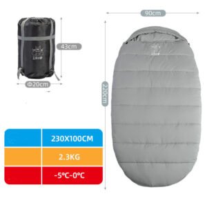 Sleeping Bag Adult Outdoor Camping Adult Winter Thickening Cold Protection Single Widening – Grey, 2.3kg