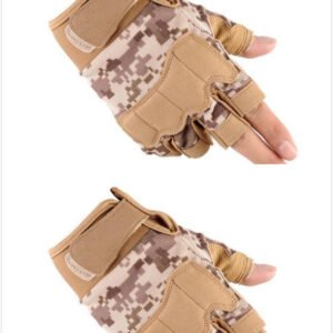 Tactical half finger gloves special forces army fans men and women outdoor sports climbing non-slip training fitness – Desert camouflage, XL