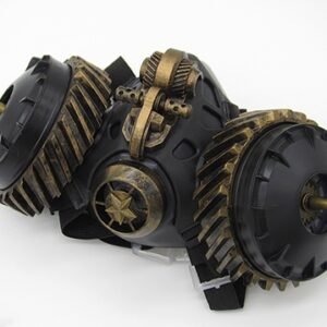 Steampunk gas mask face – Golden black