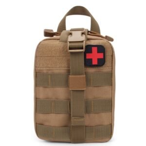 Tactical First Aid Kit Waist Bag Emergency Travel Survival Rescue Handbag Waterproof Camping First Aid Pouch Patch Bag – Khaki, 21×15×11cm