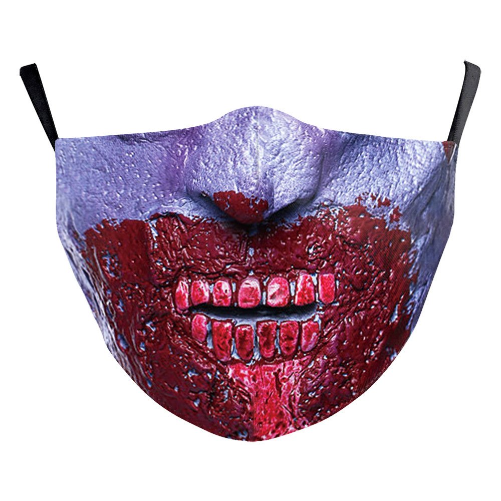 Halloween Digital Printing Funny Horror Face Double Layer Dust Mask - Image 3