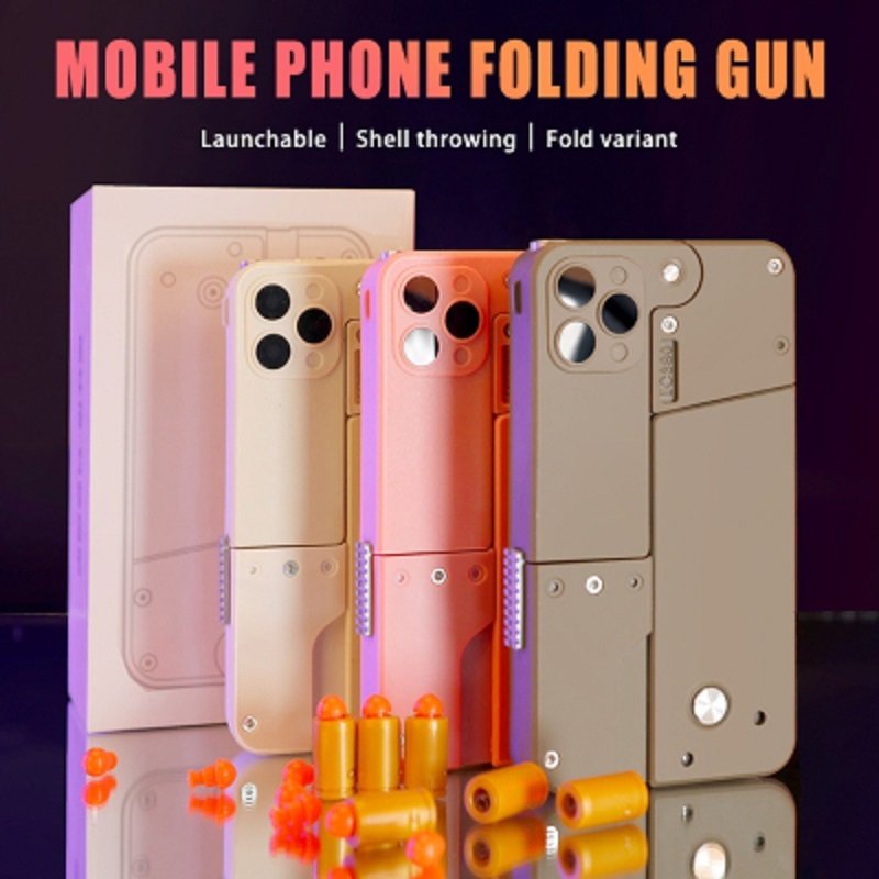Harmless Folding Pistol Bullet Automatic Shell Throwing Toy Creative Soft Mobile Phone Appearance Gun Outdoor Interactive Kid Gift - Image 2