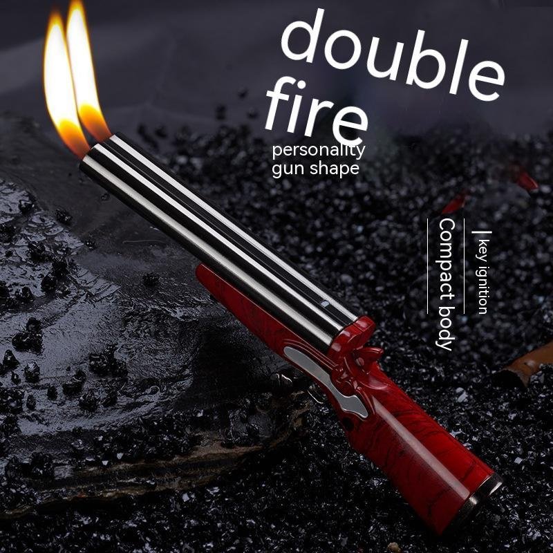 Double Flame Metal Small Gun Shape Lighter - Image 4