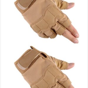 Tactical half finger gloves special forces army fans men and women outdoor sports climbing non-slip training fitness – Sand color, M