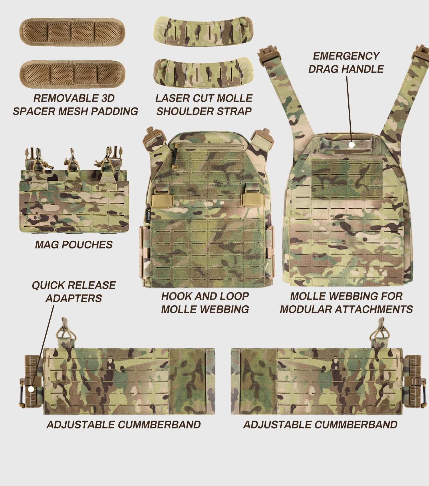 Tactical Vest Quick Release Airsoft Weighted Military Breathable Vests - Image 3