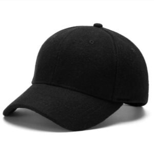 Solid color woolen baseball cap – Black, L