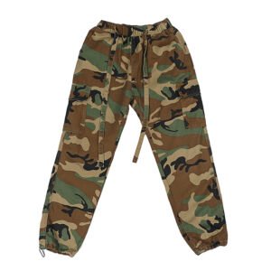Camouflage Floating Rope Belt Straight Loose Trousers – Camouflage, XL