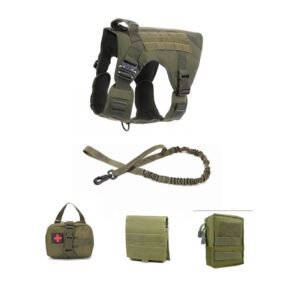 Tactical Dog Clothes Quick Disassembly Dog Vest Outdoor Pet Training Clothes – Army Green set, L