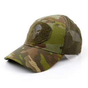 Skull embroidery baseball cap – Green camouflage, One size