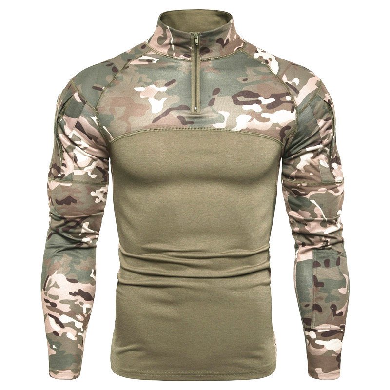 Men's Camouflage Long Sleeve Zipper Pocket T-Shirt - Image 2