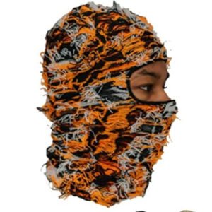 Balaclava Men’s And Women’s Knitted Camouflage Headgear Personality Fashion Wool Hat – Orange Camo, 56 59cm