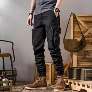 American Workwear Pants Men’s Straight Functional Outdoor Tactics Casual Pants – Black, 2XL