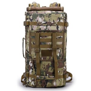 60 liters of outdoor camouflage bag mountaineering bag nylon waterproof double shoulder bag for men and women traveling big backpack tactical Backpack – B, 50 liters