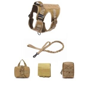 Tactical Dog Clothes Quick Disassembly Dog Vest Outdoor Pet Training Clothes – Mud color set, L