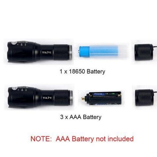 led Zoom Flashlight Torch Tactical 5000 Lumens Led High Power Flashlights AAA or 18650 battery kit - Image 3