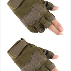 Tactical half finger gloves special forces army fans men and women outdoor sports climbing non-slip training fitness – Army Green, L