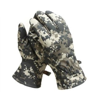 Outdoor Tactics Warm Soft Gloves Shark Leather Camouflage Windproof – Acu Camouflage, Free Size