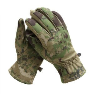 Outdoor Tactics Warm Soft Gloves Shark Leather Camouflage Windproof – Ruins Camouflage Green, Free Size