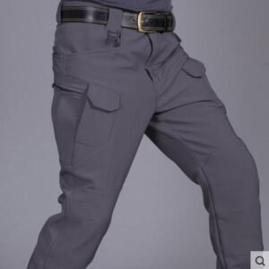 Autumn And Winter Outdoor Fleece-lined Tactical Pants Men – Gray, XL