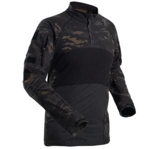 Tactical Shirt Long Sleeve Top Camo Airsoft Outdoor Sports Combat Shirt – Night CP, 3XL