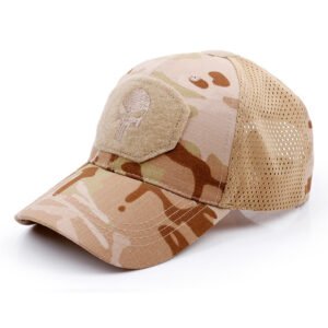 Skull embroidery baseball cap – Sand camouflage, One size