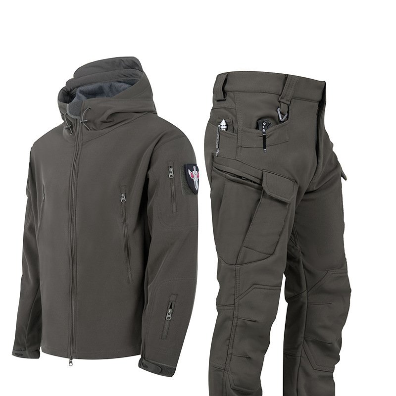 Ruins Russian Camouflage Shark Skin Shell Jacket Suit Fleece-lined Waterproof Tactical Suit - Image 7