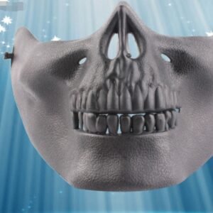 Warrior Army Fan Field Horror Bloody Skull Half Face Mask – Black, One size