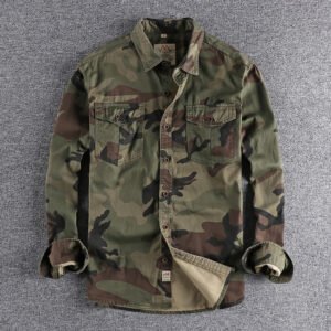 Washed Camouflage American Tooling Long-sleeved Shirt Men – Classic Camo, 2XL
