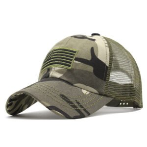 Summer Men’s Outdoor Camouflage Mesh Cap Embroidered Hat – Camouflage Color, Adjustable