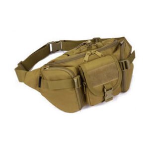 Army fan bag outdoor big waist bag riding bag – Brown