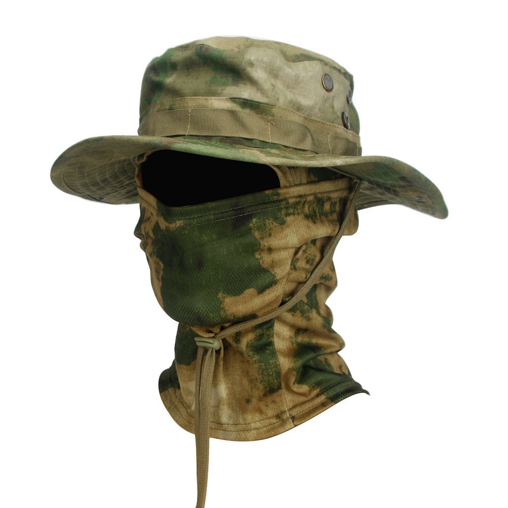 Camouflage Boonie Hat Army Summer Breathable Sun-proof Army Fans Rounded Hat - Image 5