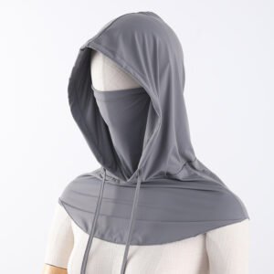 Sun Mask Men’s Full Face Ice Silk Breathable Scarf – Dark Gray